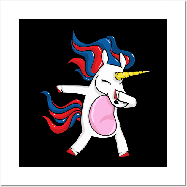 Dabbing 4th of july unicorn Wall Art by LIFUA